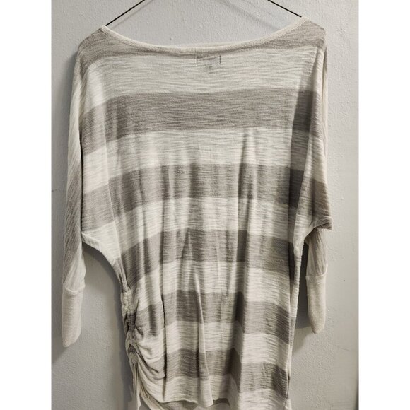 Womens Express Lightweight White Gray Stripe Sweater Scoop Neck Side Tie Size S - Picture 7 of 10